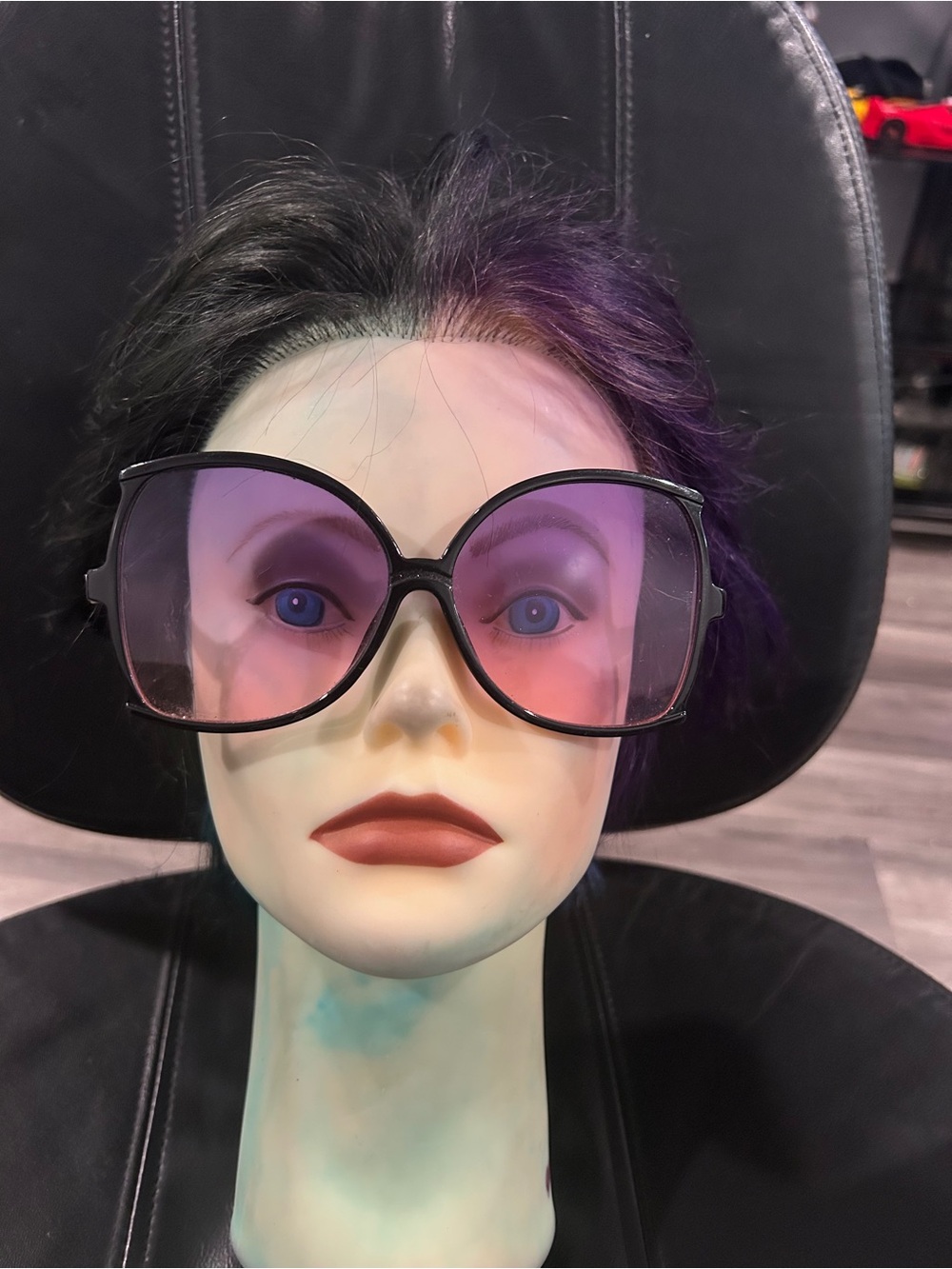 Oversized Black Frame Gradient Purple  Women’s Sunglasses